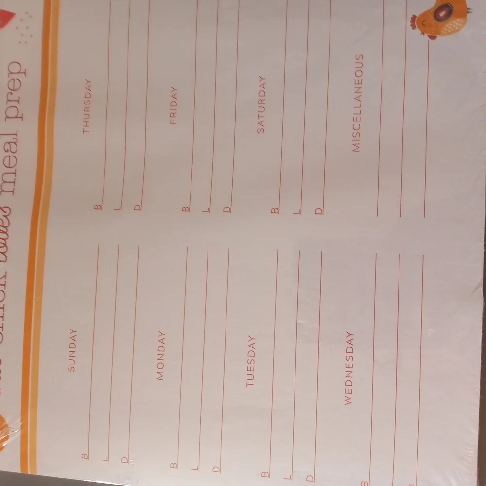 Bella Big Chick Themed Weekly Meal Prep Planner 52 Sheets Magnetic Back Set Of 2